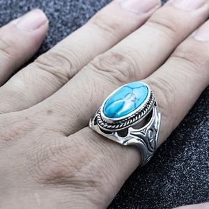SILVER W/FAUX TURQUOISE RING